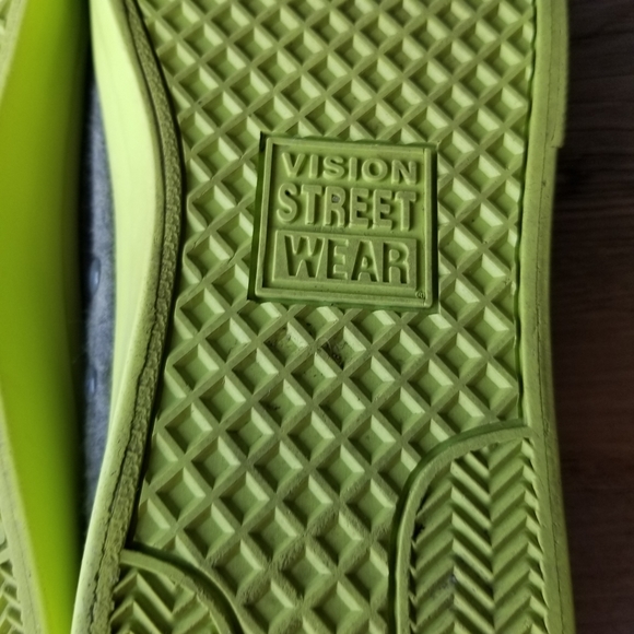 Vision Street Wear Hi Top Retro Style Gray Neon Green Skate Sneakers - Picture 8 of 9